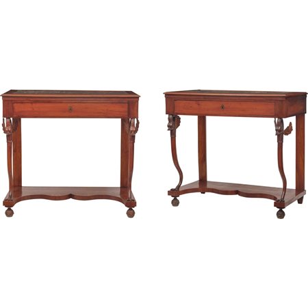 COPPIA CONSOLLE Impero in legno di ciliegio