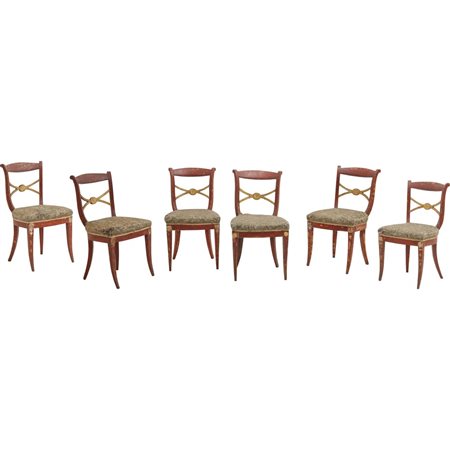 SEI SEDIE Impero in legno laccato e dorato