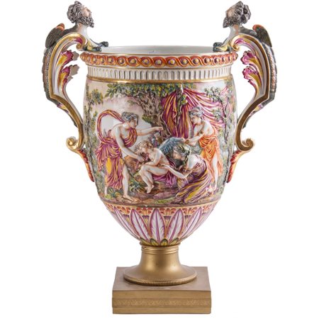 VASO con anse in porcellana Capodimonte