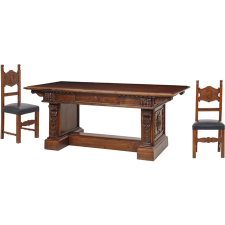 SCRIVANIA con cassetto centrale e due sedie