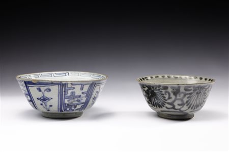  Arte Cinese - Due ceramiche bianco e blu
Cina, dinastia Ming, XV secolo .