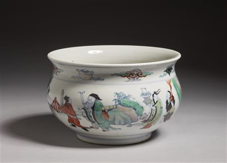 Arte Cinese - Grande incensiere doucai in porcellana 
Cina, XIX - XX secolo  .