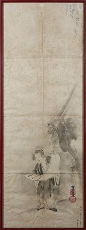  Arte Cinese - Stampa su carta raffigurante Lohan 
Cina, XX secolo .