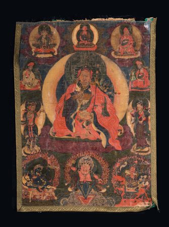  Arte Himalayana - Thangka raffigurante Padmasambhava
Bhutan, XVIII-XIX secolo.