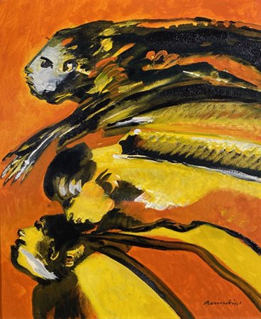 BRINDISI REMO Roma (Roma) 1918 Pastorale Olio su tela 60,00x50,00 Certificato...