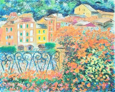 CASCELLA MICHELE Ortona (Ch) 1892 Terrazza a Portofino 1984 Serigrafia su...