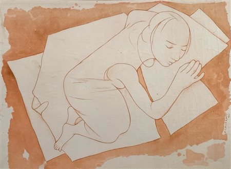 CASORATI FELICE Novara (No) 1883 Figura che dorme 1962 Litografia su carta...