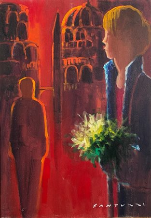 FANTUZZI ELIANO Modena (Md) 1909 Figura 1970 Acrilico su tela 70,00x50,00...