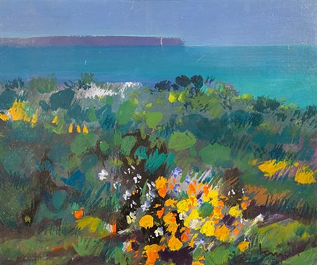 CONSOLI CARMELO Roma (Roma) 1940 Paesaggio 1975 Olio su cartone 50,00x60,00...