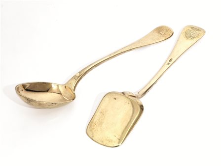 Due posate di servizio, Napoli, sec. XIX, facitore Giovanni Casolla, in...