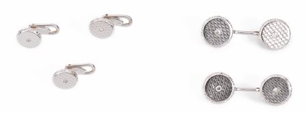 Paio di gemelli in oro giallo e smaltociascuno realizzato come un doppio...