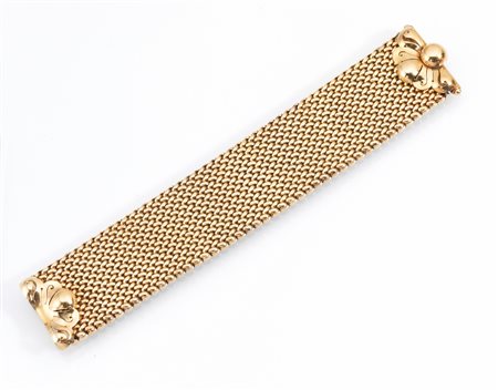 Bracciale in oro giallorealizzato come un nastro lavorato a maglia 'chicco di...