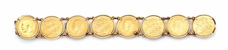 Bracciale in oro giallorealizzato con otto monete sterline montate entro...