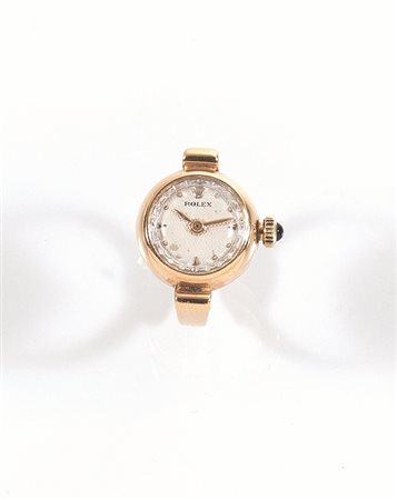 Anello-orologio Rolex, fine anni '50, in oro rosa 18 ktPiccola cassa bombata...