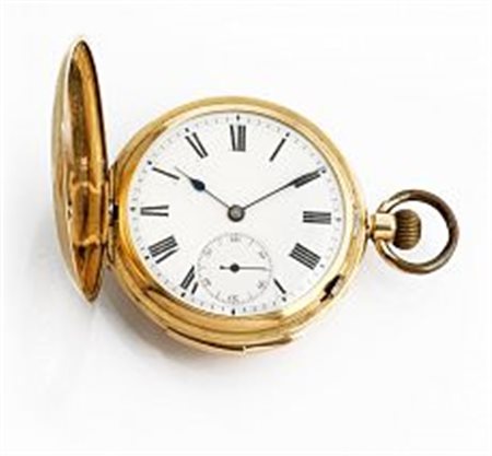 Orologio da tasca, inizi sec. XX, con ripetizione quarti, in oro giallo 18...