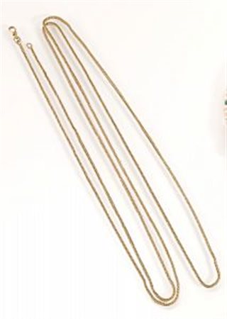 Catena da orologio, inizi sec. XX, in oro giallo 18 ktmaglia a sezione...