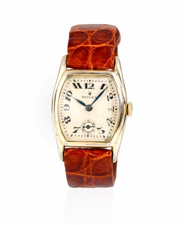 Orologio da polso Rolex, anni '30, in metallo placcato oroCassa tonneau con...