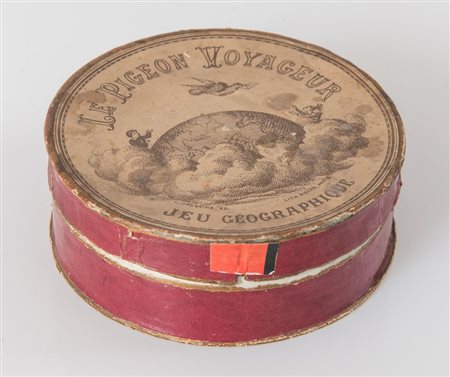 Gioco magnetico "Il piccione viaggiatore". Francia, XIX secolo. Cm 10,9Ø.