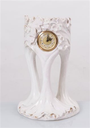 MELANDRI e FOCACCIA Orologio in ceramica smaltata. Faenza, XX secolo. Cm...