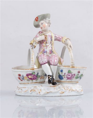 Saliera in porcellana dipinta. Germania, probabilmente Meissen, periodo...