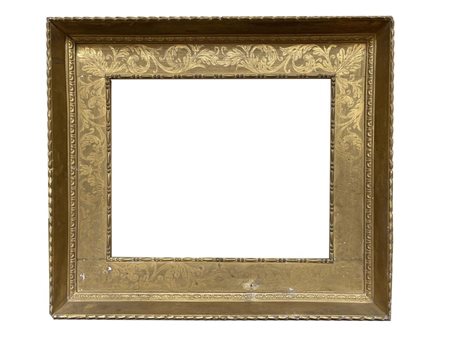 Cornice rettangolare dorata e intagliata. Bologna, inizi del XVIII secolo. Cm...