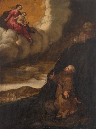 FEDERICO BAROCCI (Urbino 1535 - 1612) attr. "Visione di San Francesco". Olio...
