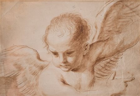 GUERCINO, ambito di. "Angelo". China su carta. Cm 20x30.
