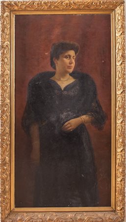 ALBERTO FABBI (Bologna 1858 - 1906) "Ritratto di nobildonna". Olio su tela....