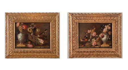 Veronica Stern(Forlì 1717 - Roma 1801) "Fiori in vasi, fiori in un cestino e...