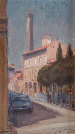 GINO MARZOCCHI (Molinella 1895 - 1981) "Via Santo Stefano", 1965. Olio su...