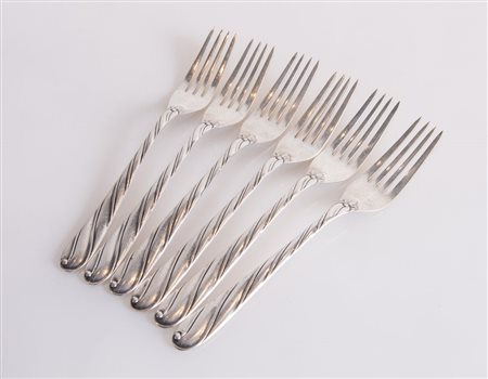 BUCCELLATI, Milano, XX secolo. Lotto composto da sei forchette in argento...