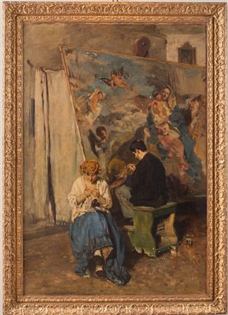 Maestro italiano della fine del XIX secolo "Senza titolo". Olio su tela. Cm...