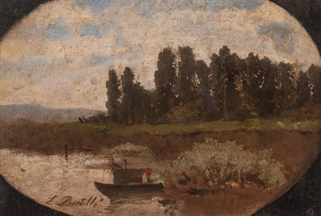 LUIGI BERTELLI (Firenze 1858 - 1920) “Il Reno a Casalecchio”, 1888 circa....