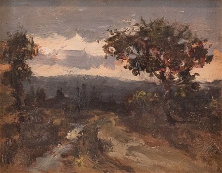 GUGLIELMO PIZZIRANI (Bologna 1886 - 1971) "Paesaggio con torrente". Olio su...