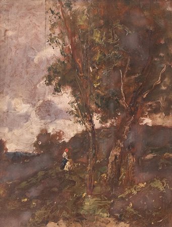 GUGLIELMO PIZZIRANI (Bologna 1886 - 1971) "Bosco con figura femminile", 1924....