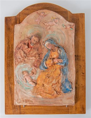 UMBERTO SGARZI (Bologna 1921 - 2017) "Sacra famiglia". Scultura in...