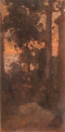 GIULIO FIORI (Bologna 1909 - 1991) "Ultime luci (dal vero)". Olio su tela. Cm...