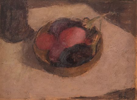 GIULIO FIORI (Bologna 1909 - 1991) "Natura morta con melanzane". Olio su...