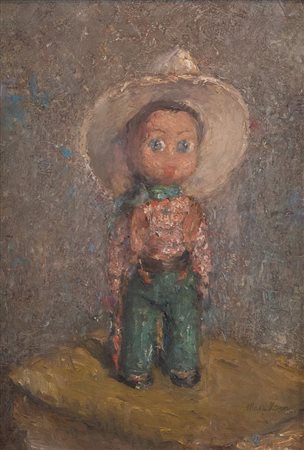 NORMA MASCELLANI (Bologna 1909 - 2009) "Bambola". Olio su faesite. Cm...