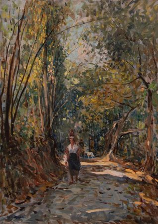 OSVALDO CURANDAI (Firenze 1931 - Rignano 2019) "Sentiero", 1973. Olio su...