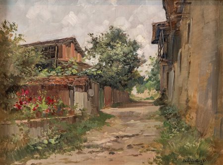 CESARE GHEDUZZI (Crespellano 1889 - Torino 1957) "Paesaggio". Olio su tavola....