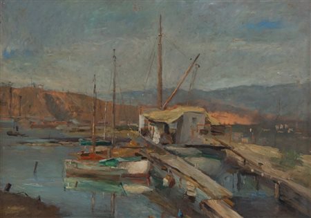 NORMA MASCELLANI (Bologna 1909 - 2009) "Marina". Anni '50 del XX secolo. Olio...