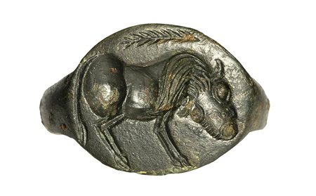 An eastern greek bronze engraved ring. Bull. <br><br>5th century B.C.