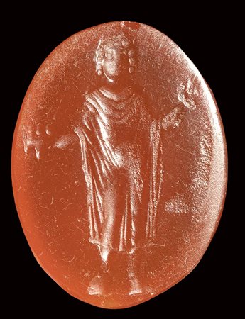 A late hellenistic carnelian intaglio. Offerer.<br><br>2nd century B.C.
