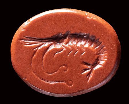 A roman red jasper intaglio. Shrimp. 1st century A.D.