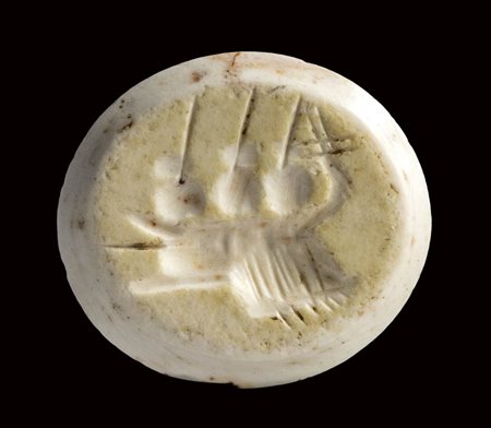 A roman burnt agate intaglio. Warship. <br><br>2nd - 3rd century A.D.