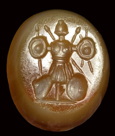 A roman agate intaglio. Trophy. <br><br>2nd century A.D. 