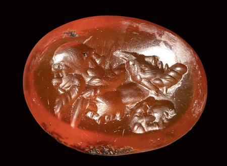 A roman carnelian intaglio. Gryllos.<br><br>2nd century A.D. 