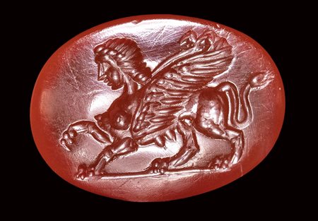 A roman carnelian intaglio. Sphynx. 1st - 2nd century A.D.