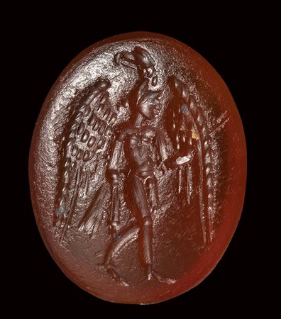 A roman carnelian intaglio. Ganymede with the eagle. <br><br>2nd century A.D. 